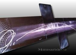 Tableau abstrait mauve et noir moderne